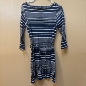 Gap Striped Gray/Navy Dress with Fabric Tie Size XS